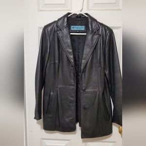 Kenneth Cole Black Leather Trench Coat